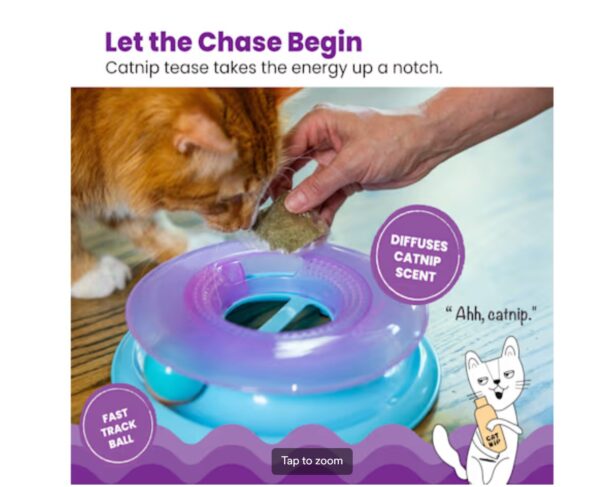 Catstages Purple Race N' Chase Track Interactive Cat Ball Track Toy with Catnip Diffuser, Small